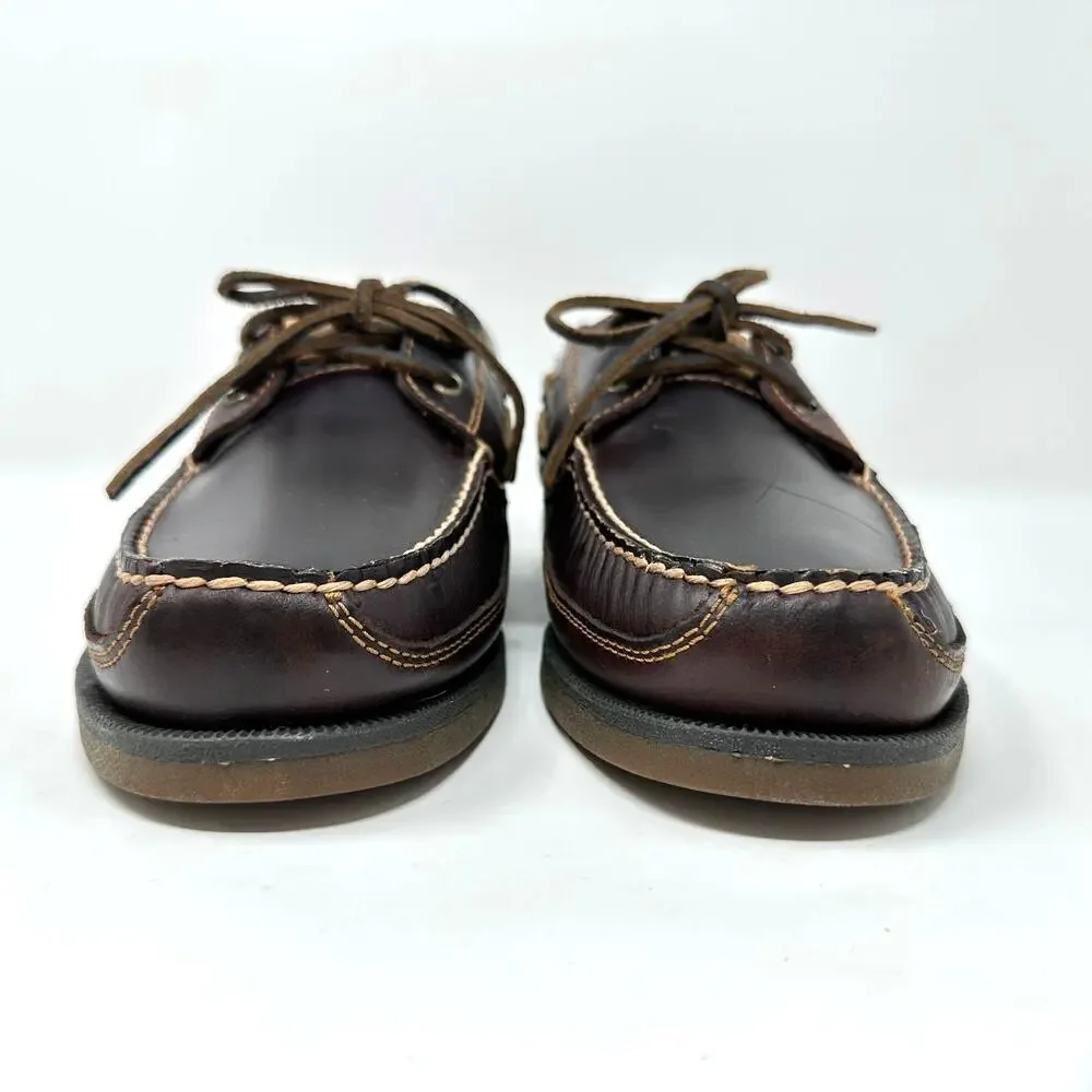 Sperry Top-Sider 2-Eye Leather Boat Shoes Mens 11 W Brown Deck Moccasin Slip On
